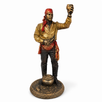 Escultura Cigano Vintage Dourado 14 cm em Resina