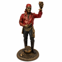Escultura Cigano Vintage Vermelho e Dourado 14 cm em Resina