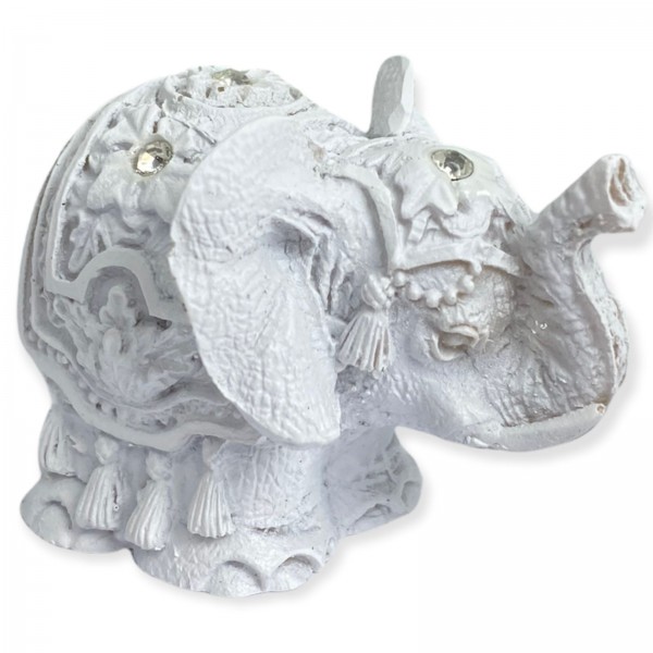 Escultura Elefante Indiano Branco 4,50 cm em Resina