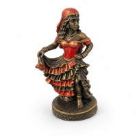 Escultura Pomba Gira Cigana Vintage Verm e Preto Resina 10cm