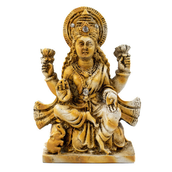 Escultura Deusa Lakshmi Patinada 11 cm em Resina Escultura Deusa Lakshmi Patinada 11 cm em Resina