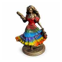 Escultura Cigana Sete Saia Leque Vintage em Resina 13 cm