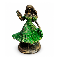 Escultura Cigana Verde Esmeralda Leque Vintage Resina 13 cm