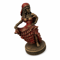 Escultura Pomba Gira Cigana Vintage Vermelha em Resina 10 cm