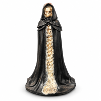 Escultura Exu Caveira Capa Preta e Branca em Resina 14cm