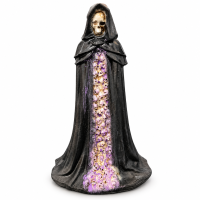 Escultura Exu Caveira Capa Preta e Lilás em Resina 14cm