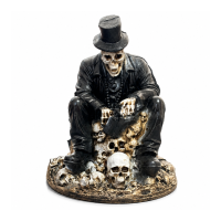 Escultura Exu Caveira Sentado Guardião das Almas Resina 9 cm