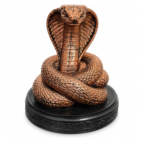 Escultura Serpente Naja Imperial Cobreada 12 cm em Resina