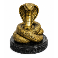 Escultura Serpente Naja Imperial Dourada 12 cm em Resina