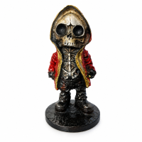 Escultura Exu Mirim Caveira Vermelho e Dourado Resina 13cm