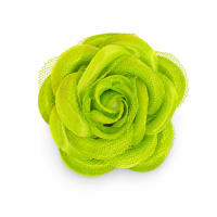 Flor Pomba Gira Cigana  Verde em Cetim e Tule Filo Presilha e Broche 7 cm 2 em 1