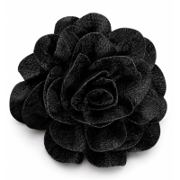 Flor Pomba Gira Cigana Preto em Cetim e Renda Presilha e Broche 10 cm 2 em 1 