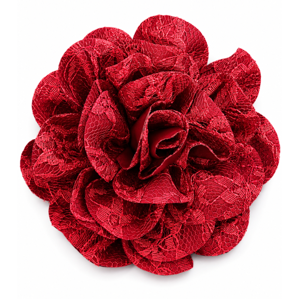 Flor Pomba Gira Cigana Vinho em Cetim e Renda Presilha e Broche 10 cm 2 em 1 