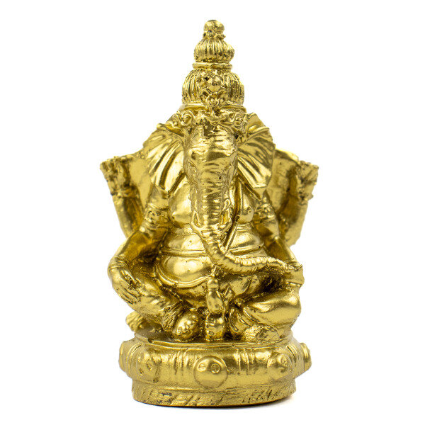 Esculturas Ganesh Meditando Base 7 cm Dourado em Resina Esculturas Ganesh Meditando Base 7 cm Dourado em Resina