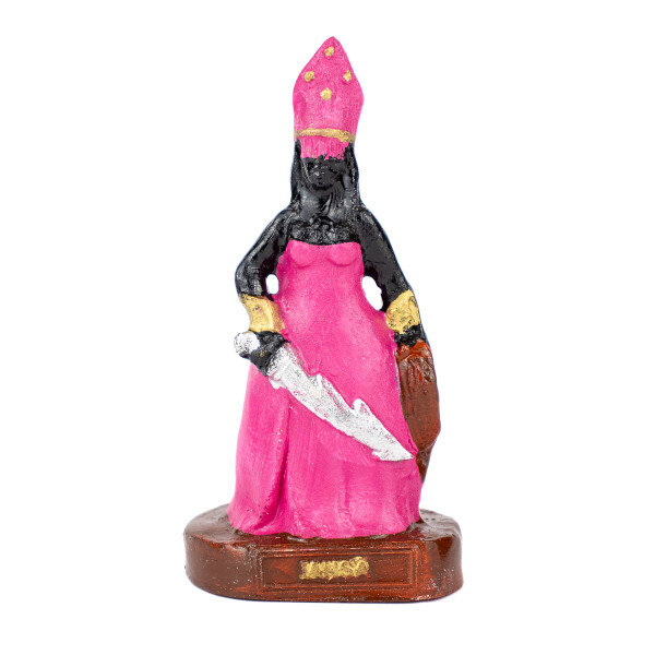 Escultura Orixá Africana Iansã Cor Rosa 10 cm em Resina