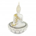 Incensario Buda Tibetano Branco Meditando Flor de Lotus 11cm Resina