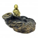 Incensário Cascata Buda Metal Dourado 7 cm Resina