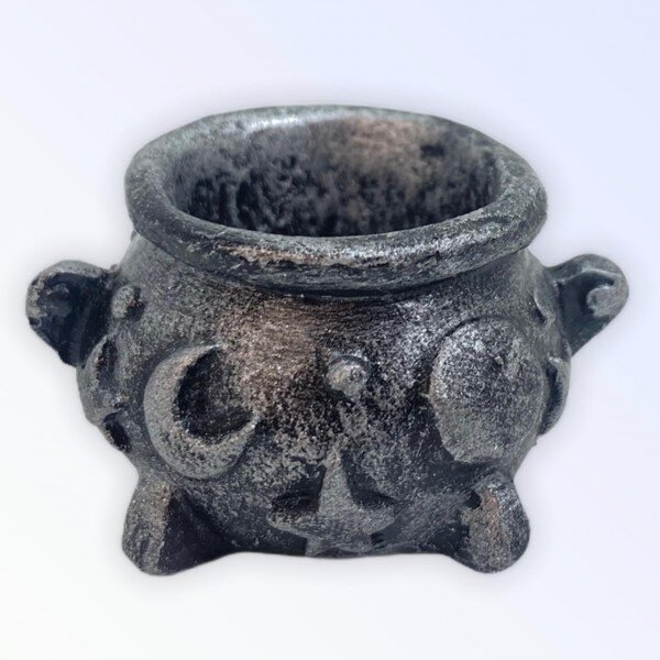 Incensário Caldeirão Wicca Prata 2 cm em Resina