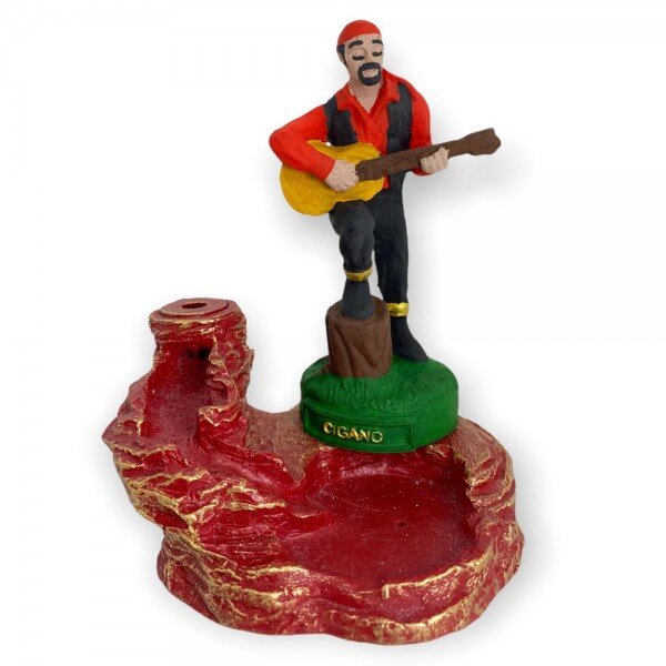Incensário Cascata Cigano Vermelho 12 cm em Resina