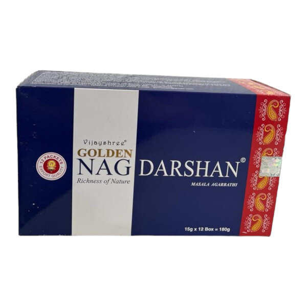 Incenso Massala Golden Nag Vareta Goloka Darshan Cx com 12