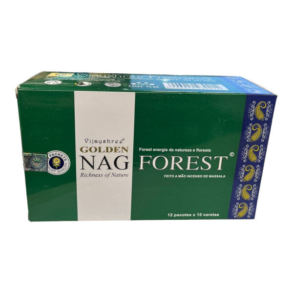 Incenso Massala Golden Nag Vareta Goloka Floresta Forest Cx12