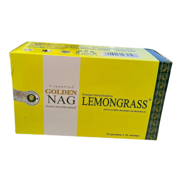 Incenso Massala Golden Nag Capim Limão Lemongrass Cx c 12