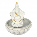 Incensário Ganesh Branco Meditando Flor de Lotus 8 cm Resina