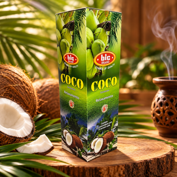 Incenso Indiano Bic Coco 25 Caixas com 8 Varetas