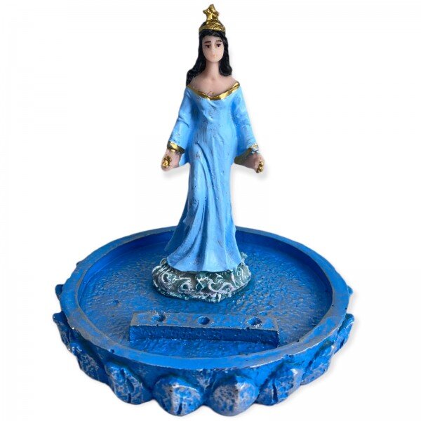 Incensário Iemanjá Umbanda Azul 12 cm 3 Varetas em Resina