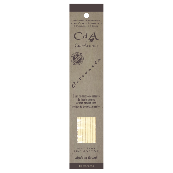 Incenso Natural 0 Carvão Citronela Caixa com 10 Varetas