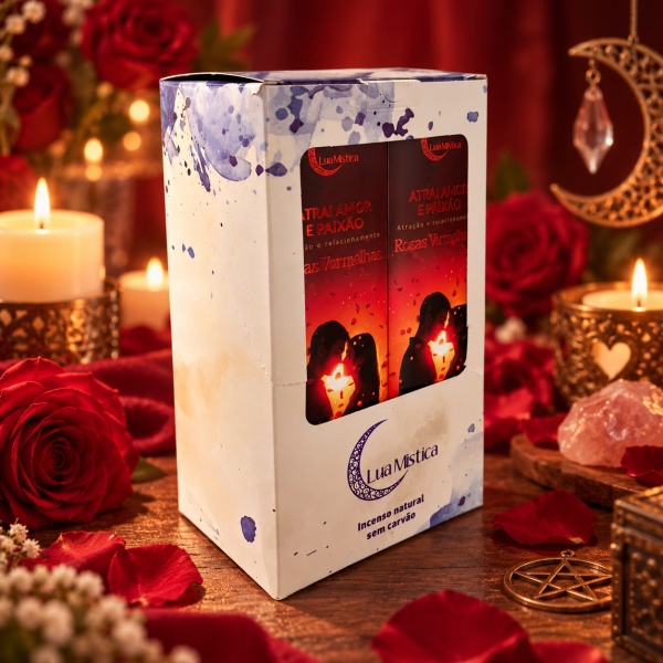 Incenso Natural Atrai Amor e Paixão 0% Carvão Box 12 Cxs C 10 Var