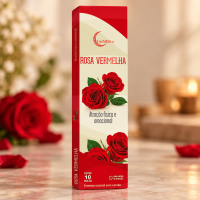 Incenso Natural Rosa Vermelha 0% Carvão Cx C 10 Var 