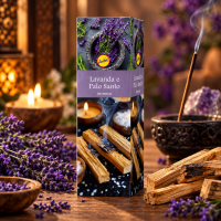 Incensos Lavanda e Palo Santo Sree Vani Natural 0% carvão 8 Varetas Cx C/25