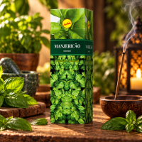 Incensos Manjericão Sree Vani Natural 0% carvão 8 Varetas Cx C/25
