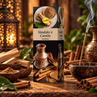 Incensos Sândalo e Canela Sree Vani Natural 0% carvão 8 Varetas Cx C/25