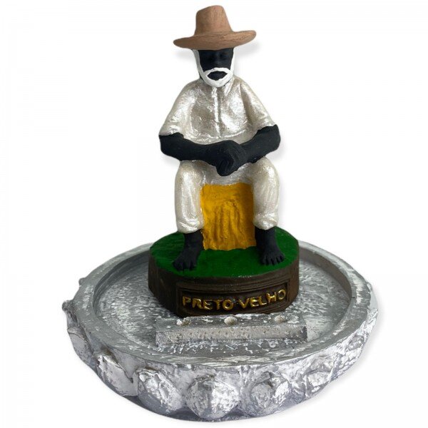 Incensário Preto Velho 12 cm 3 Varetas em Resina