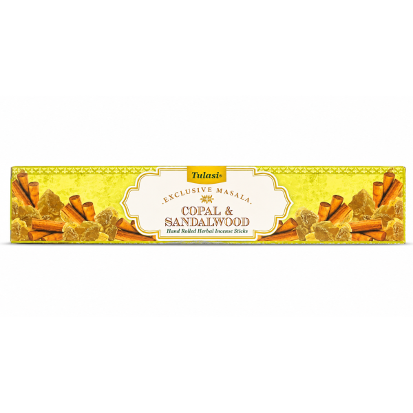 Incensos Tulasi Copal e Sândalo Masala Exclusiva Caixa C 12 Varetas 
