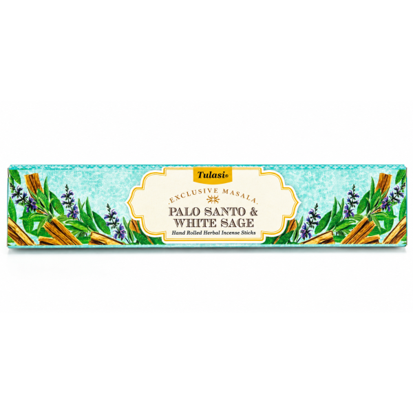 Incensos Tulasi Palo Santo e Salvia Branca Masala Exclusiva Caixa C 12 Varetas 