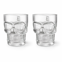 Jogo 2 Canecas Caveira de Vidro Chopp Transparente 360ml