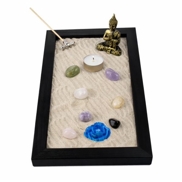 Jardim Zen Completo Buda Feng Shui Madeira Yoga PT 15x25 cm