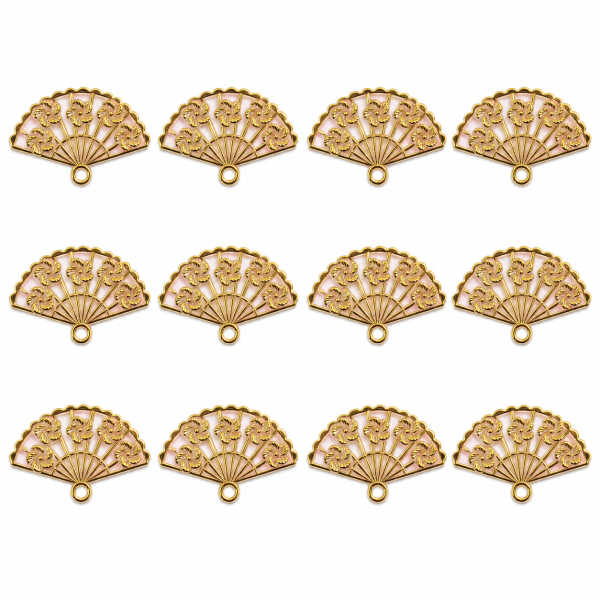 Kit12 Pingente Leque Japones Transparente D 4x2,5cm Acrilico