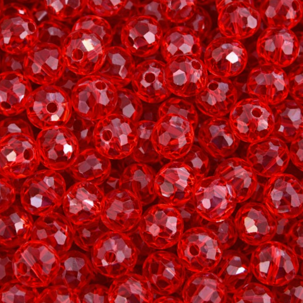 Kit 200 Cristais Miçangas Vermelho 8mm Umbanda Guia