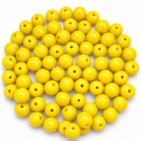 Kit 200 Miçangas em Cerâmica Redonda Amarela 8mm
