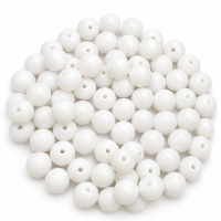 Kit 200 Miçangas em Cerâmica Redonda Branca 8mm