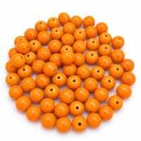 Kit 200 Miçangas em Cerâmica Redonda Laranja 8mm
