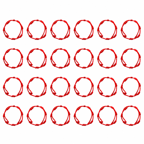 Kit 24 Pulseiras Kabbalah 7 Nós vermelha 2mm