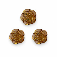Kit 3 Miçanga em Plástico Flor Rosa Marrom Transp e D 2cm