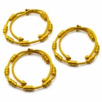 Kit 3 Pulseiras Kabbalah 7 Nós Amarela 2mm