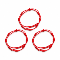 Kit 3 Pulseiras Kabbalah 7 Nós vermelha 1mm