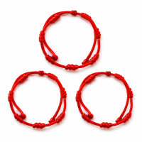 Kit 3 Pulseiras Kabbalah 7 Nós vermelha 2mm